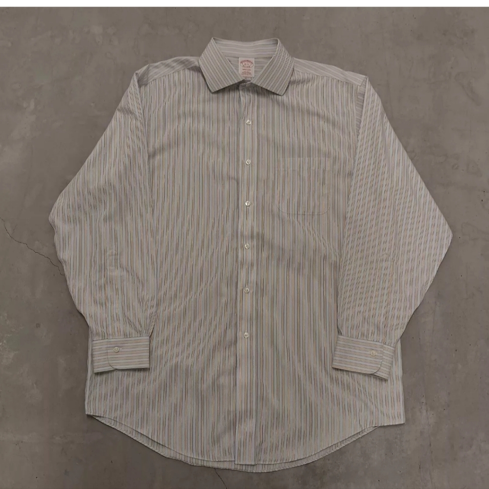Brooks Brothers Madison Men 16-33 Button Down Shirt Blue Stripe Supima Cotton